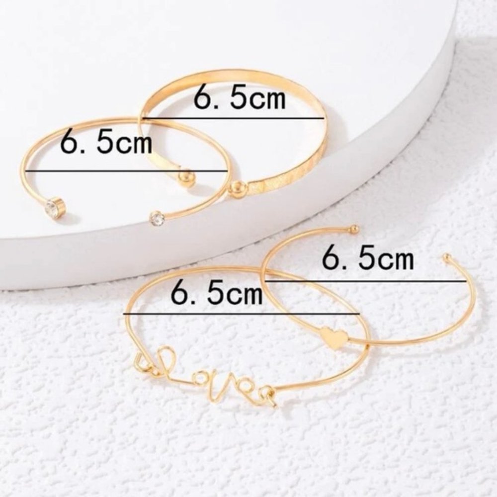 4pcs Letter & Heart Decor Bracelets For Women Jewelry Fashion Accessorie… - Picture 3 of 3